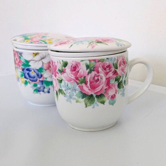Two set of Abbott tea cup with their lid and the tea strainer - Picture 1 of 6